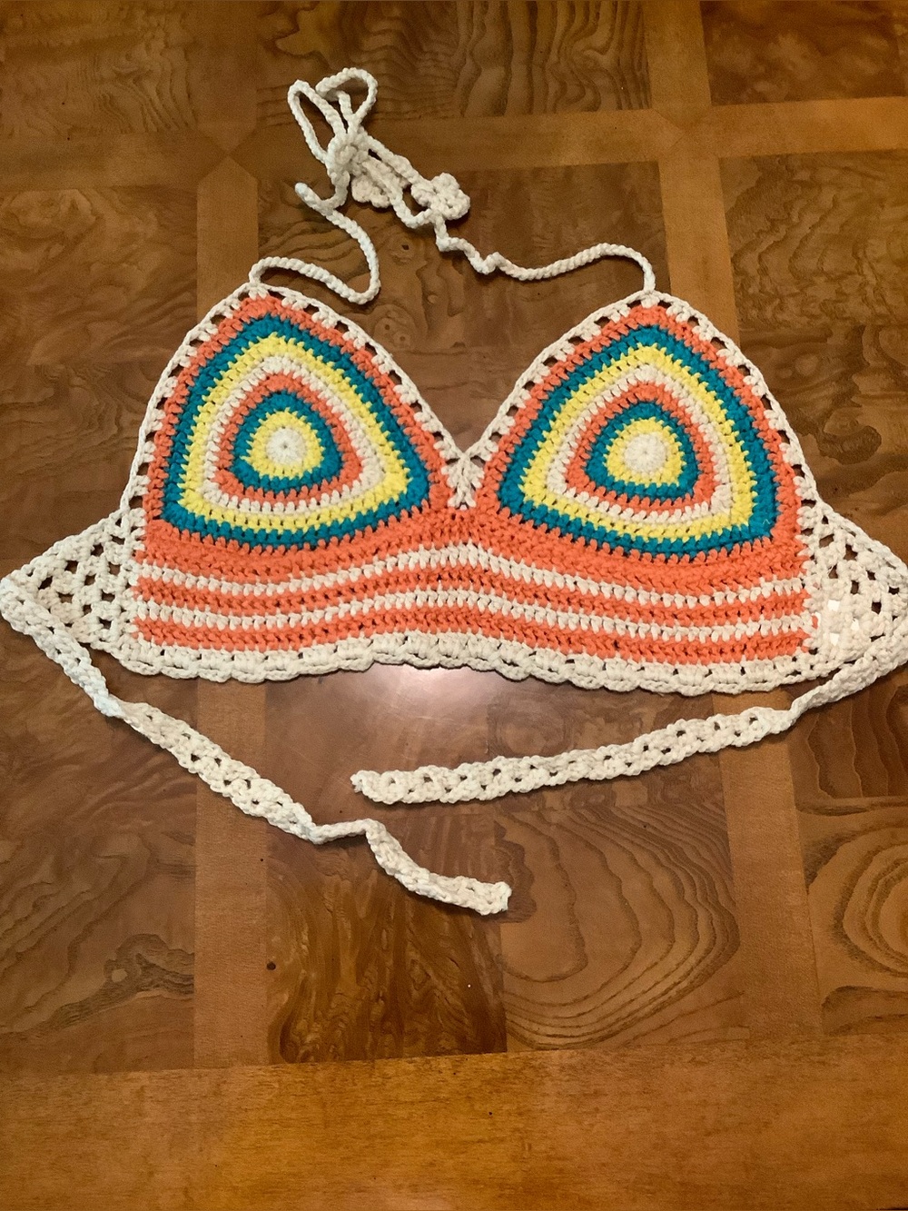 Multicolored summer, crochet halter top size medium